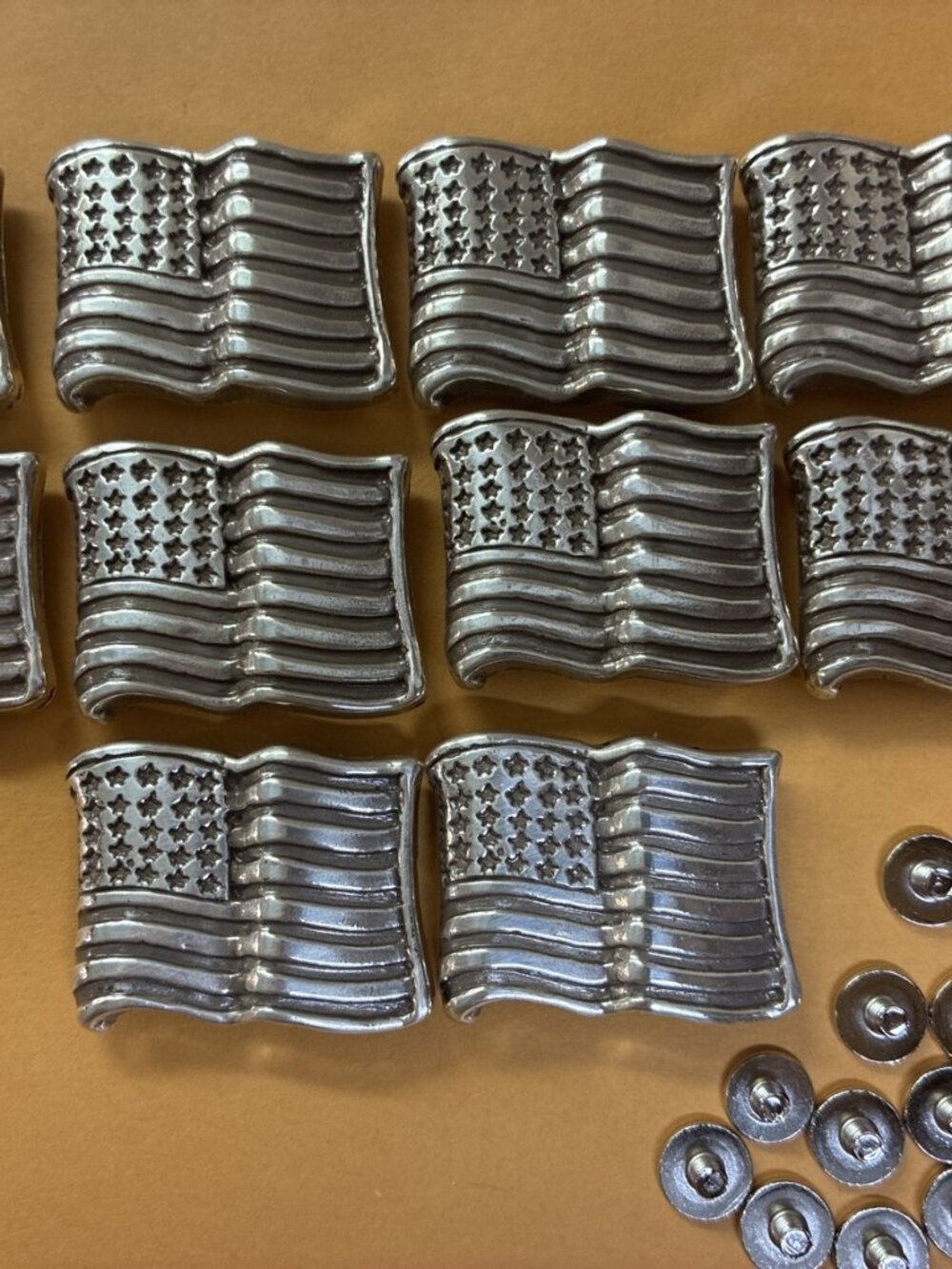 Lot of 10 American Flag Conchos with Screws